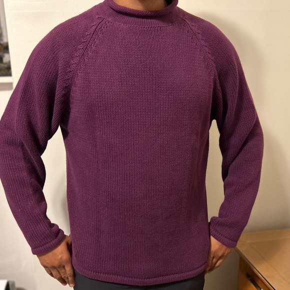 J. Crew Other - Vintage 1980s 1990s Maroon J. Crew Rollneck Sweater M - 100% Cotton - Y2K Fall